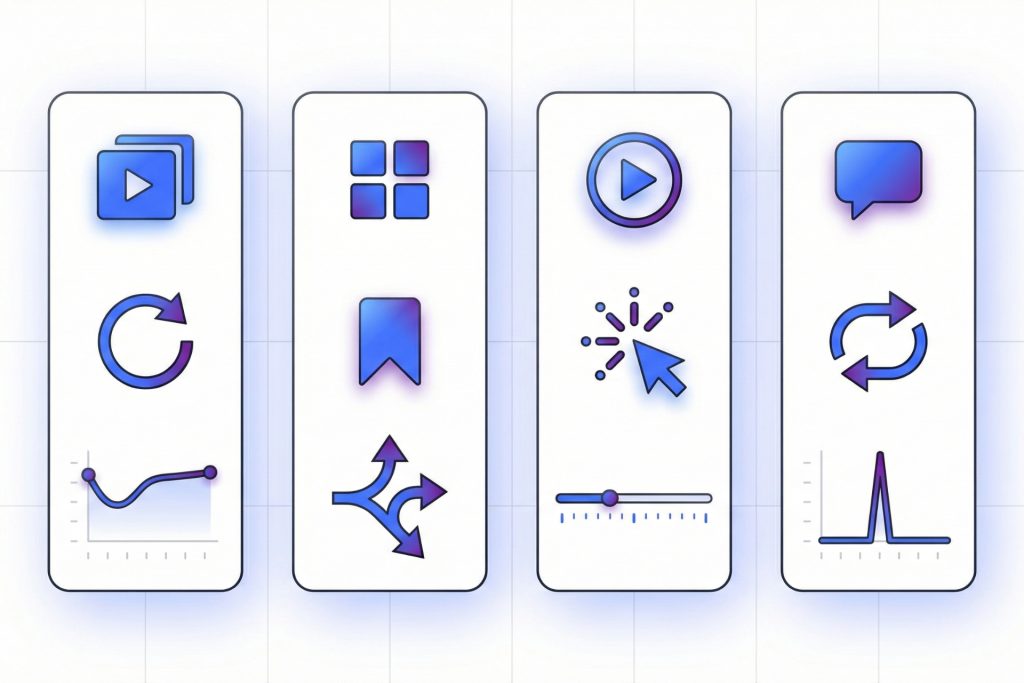 Four content distribution panels illustrating how major platforms prioritize different algorithm signals and formats